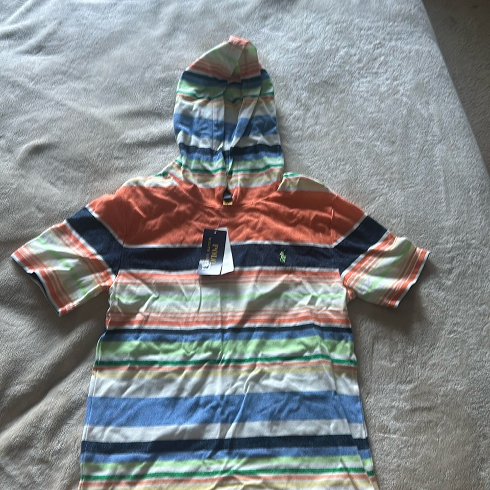 Polo Ralph Lauren Striped Cotton Mesh Hooded Tee and shorts